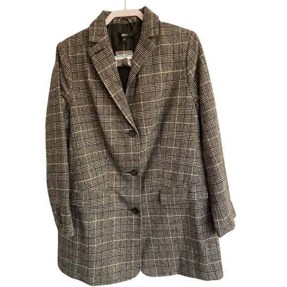 Ellos Plaid Coat or Tunic Sz 14 Polyester/Wool Blend Warm Cozy Outer - Picture 2 of 8